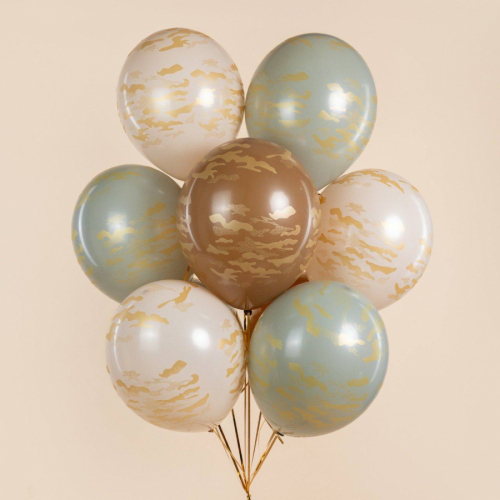 Шарики на 23 Февраля Золотой камуфляж , Ассорти, пастель
