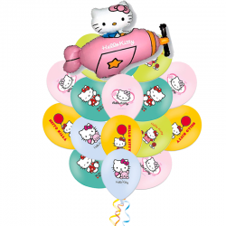 Букет «Летающий Hello Kitty» из 21 шаров