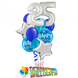 «Серебряная звезда» букет на дань рождения из 21  шаров