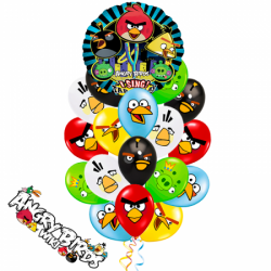 Букет «Музыкальные птички»  из 20 воздушных шаров и 1 поющего большого шара