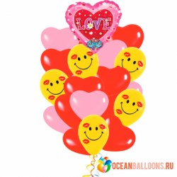 Букет «Музыкальное -любовное признание» из 20 шаров и 1 поющего шара